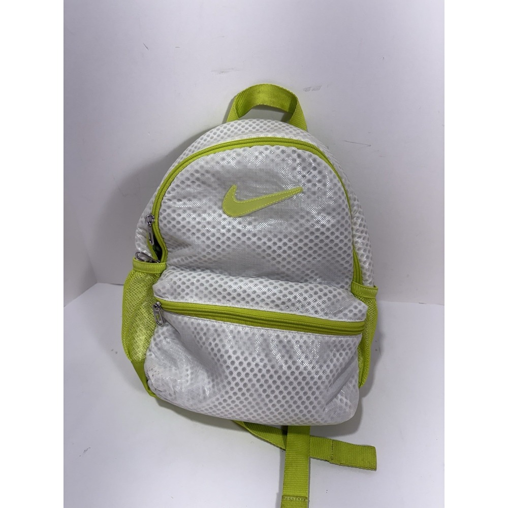 Nike Mini Backpack brasilia White Lime Green‎ Honeycomb Mesh Small  Swoosh Logo